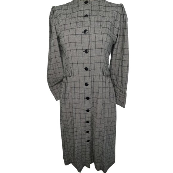 VINTAGE Lanz Glen Plaid Midi Dress Modest Size small - Picture 1 of 9
